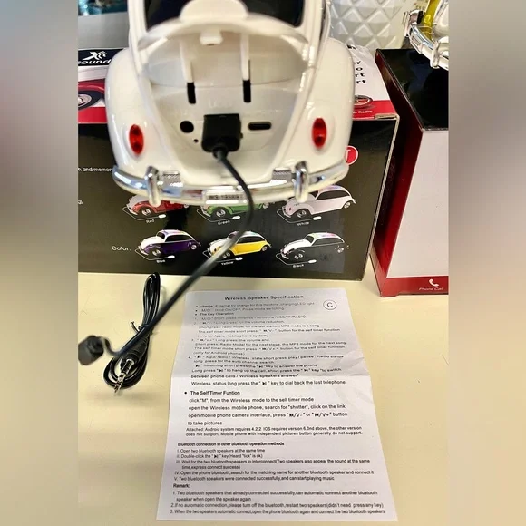 XSound Wireless Speaker MP3/ FM Radio NIB LED light-up ChooseWhite OR Yellow Car - Picture 3 of 12